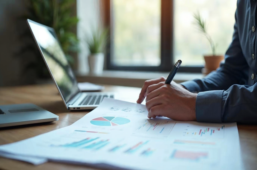 Domain owner reviewing a pricing worksheet before listing a domain for direct sale