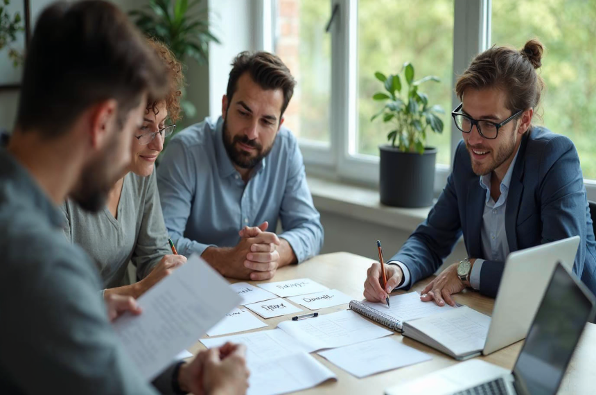 Startup team comparing brandable domain name candidates using a practical evaluation checklist