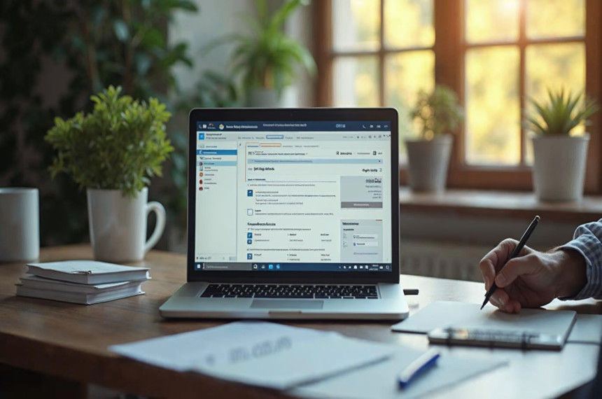 Domain seller preparing a listing and transfer checklist at a desk